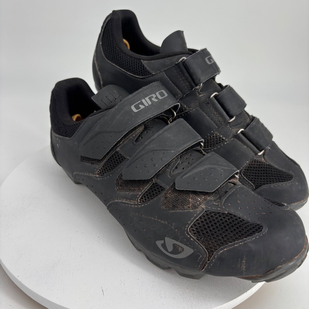 Giro Carbide R II Cycling Shoes Mens 9.5 Black MTB Mountain Bike Triple Strap